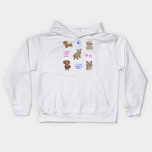 Watercolor cute dogs stickers set puppy puppies watercolour Kids Hoodie